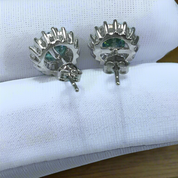 Round Cut Green Diamond Snowflake Stud Earrings-Evani Naomi Jewelry