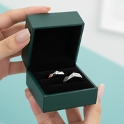 Round Cut Diamond Option 14k White Gold Rhombus Wedding Band - Evani Naomi Jewelry
