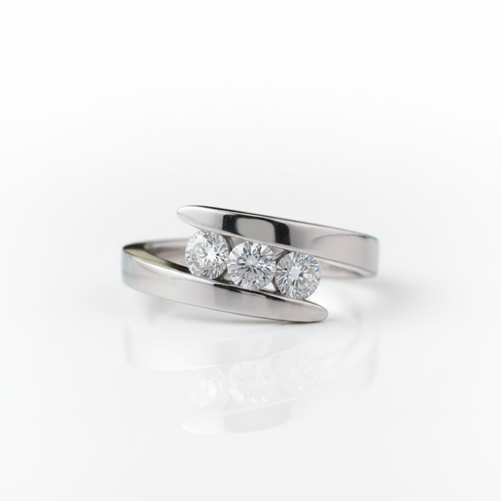 Round Cut Three Stones Diamond Option Engagement Ring