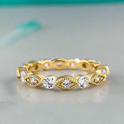 Round Cut Vintage Design Women's Wedding Band-Evani Naomi Jewelry
