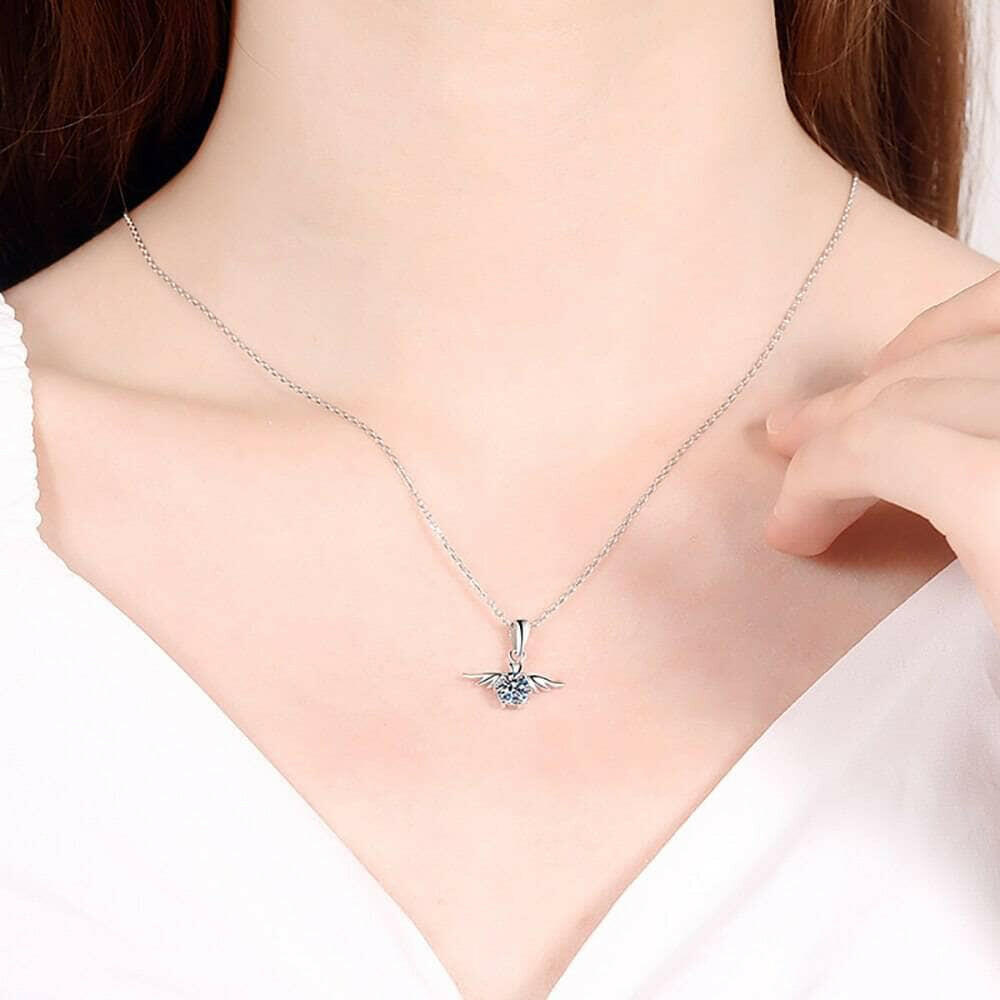 Round Diamond Angel Pendant Necklace-Evani Naomi Jewelry