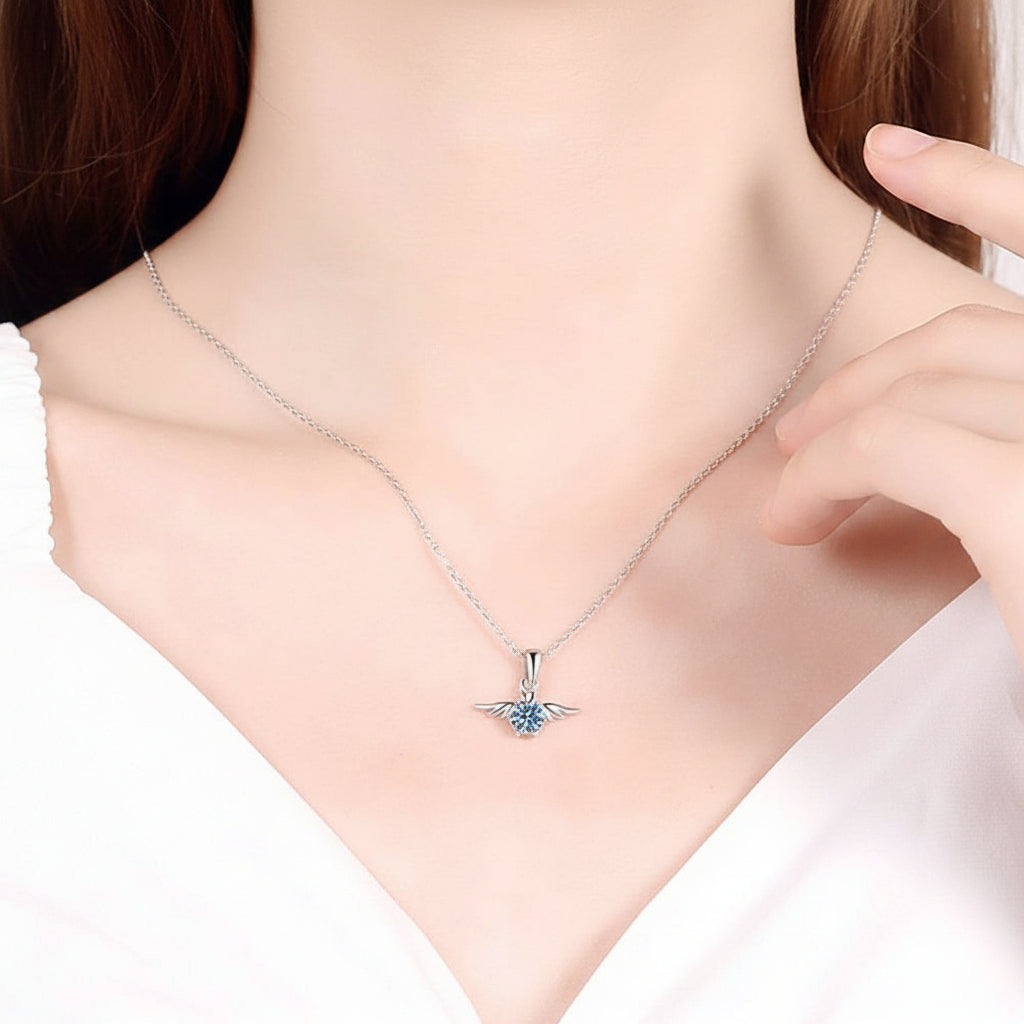 Round Diamond Angel Pendant Necklace-Evani Jewelry