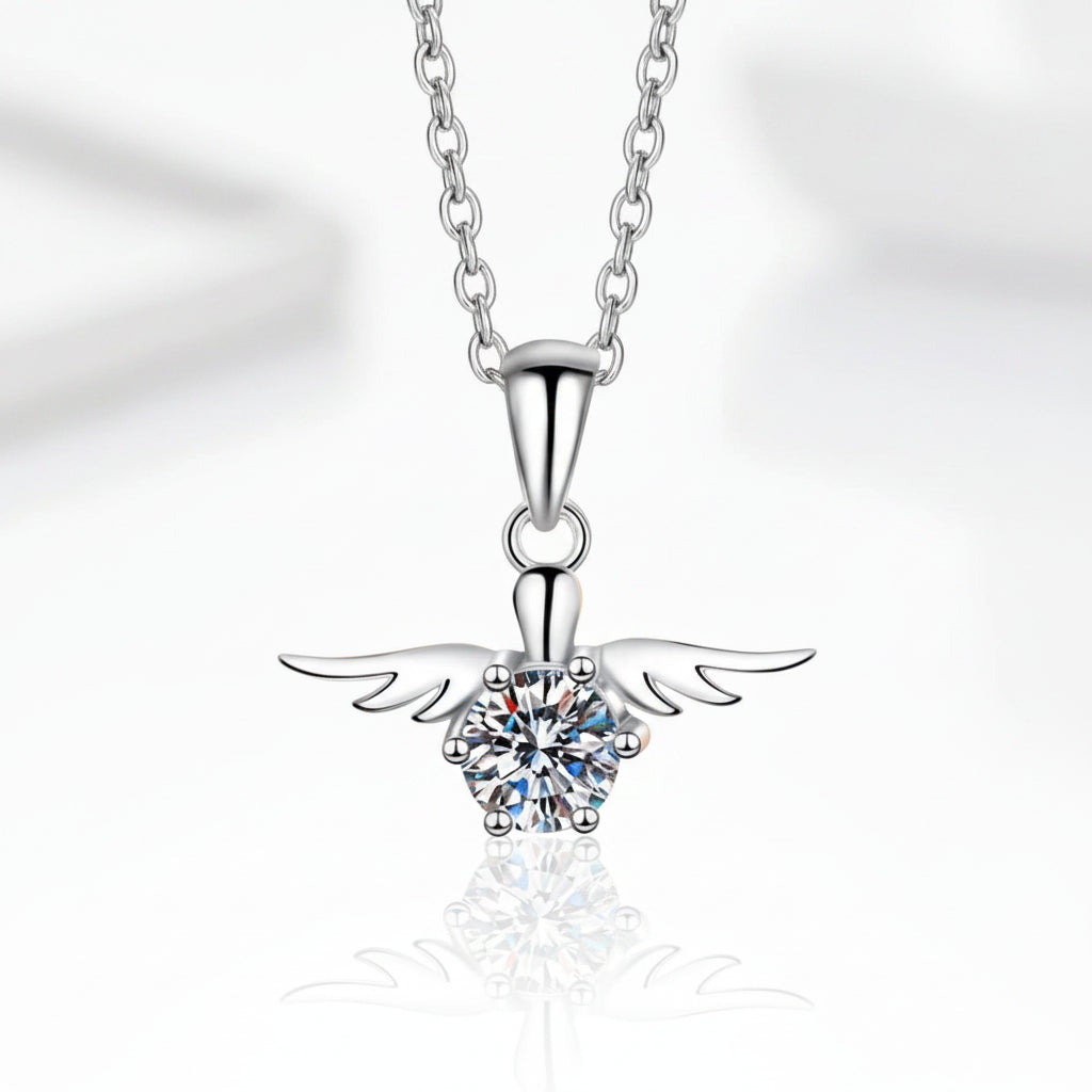 Round Diamond Angel Pendant Necklace-Evani Jewelry