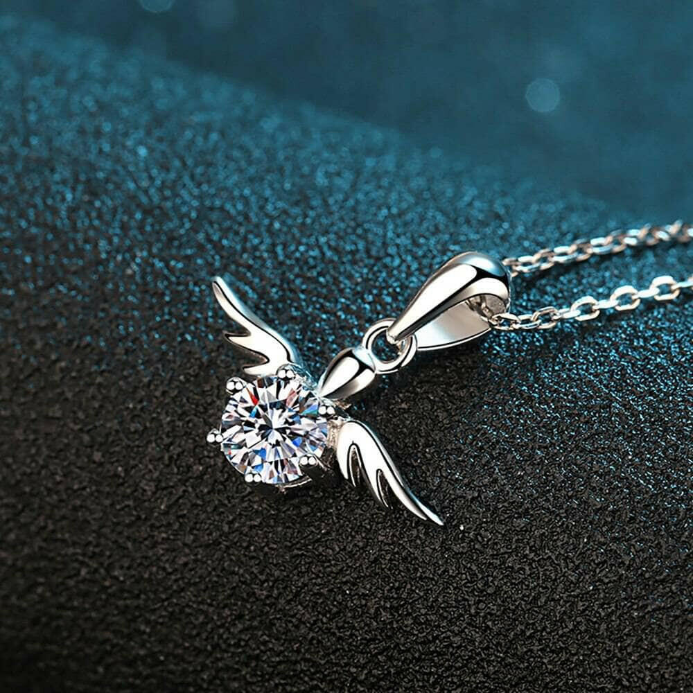 Round Diamond Angel Pendant Necklace-Evani Naomi Jewelry