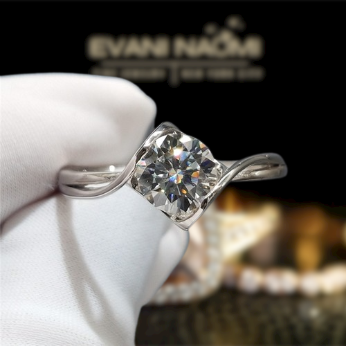 Round Diamond Angel White Gold Engagement Ring-Evani Jewelry