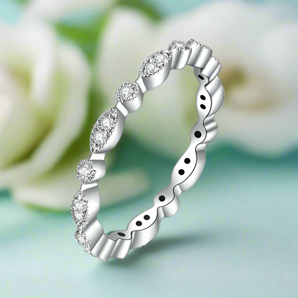 Round Diamond Antique Milgrain Eternity Band-Evani Naomi Jewelry