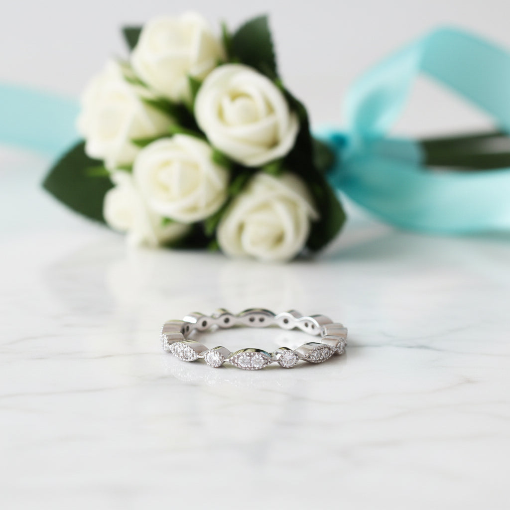 Round Diamond Antique Milgrain Eternity Band-Evani Jewelry