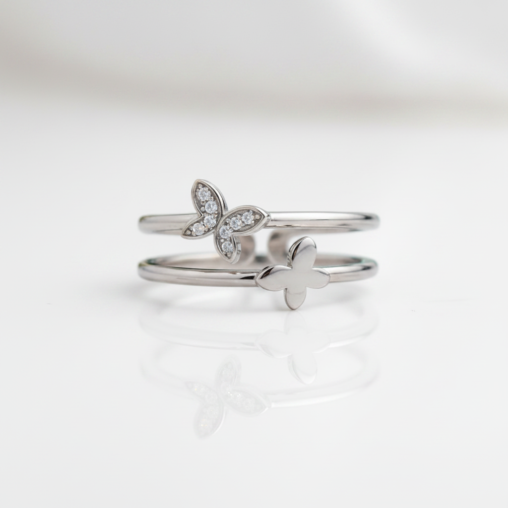 Round Diamond OptionButterfly Ring Band - Evani Naomi Jewelry