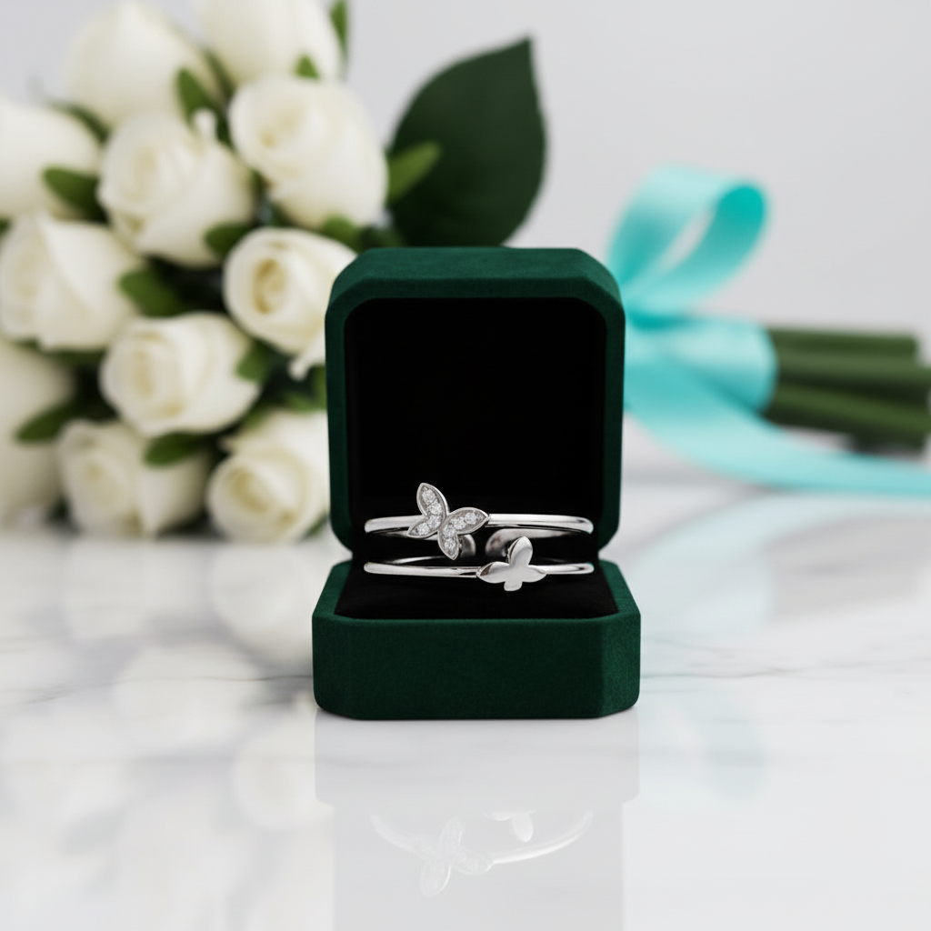 Round Diamond OptionButterfly Ring Band - Evani Naomi Jewelry