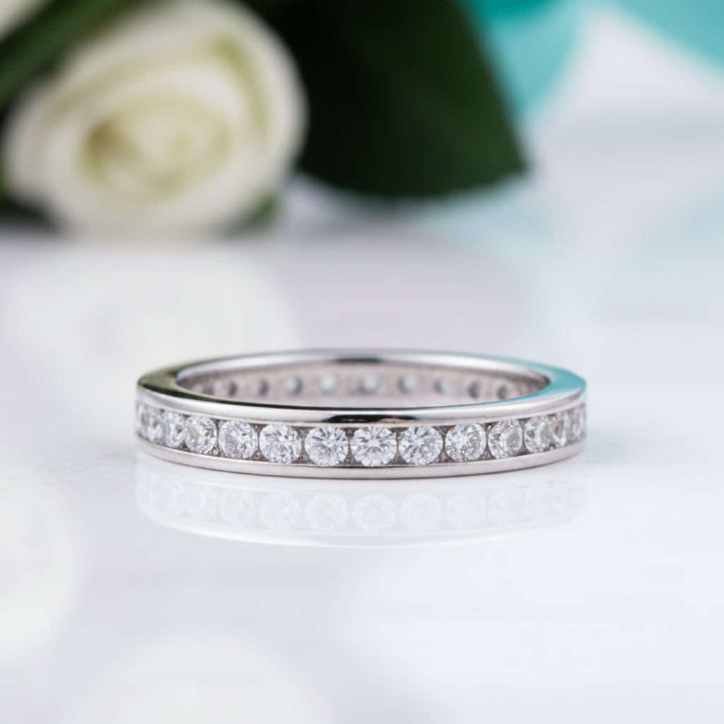 Round Diamond Channel Eternity Wedding Band-Evani Jewelry