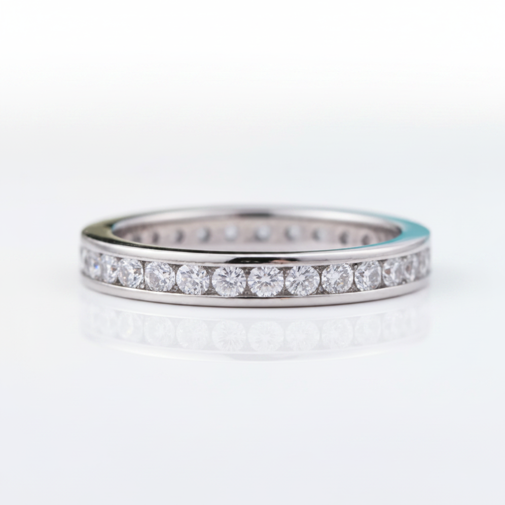 Round Diamond OptionChannel Eternity Wedding Band - Evani Naomi Jewelry