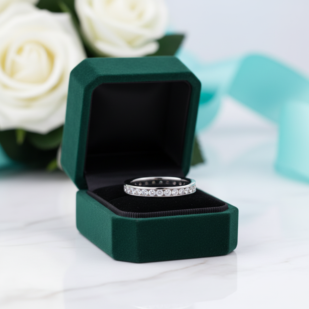 Round Diamond Option Channel Eternity Wedding Band - Evani Naomi Jewelry