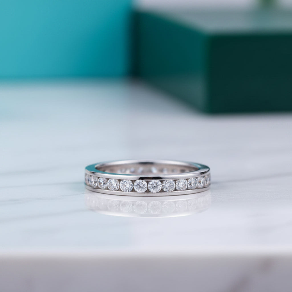 Round Diamond Channel Eternity Wedding Band-Evani Jewelry