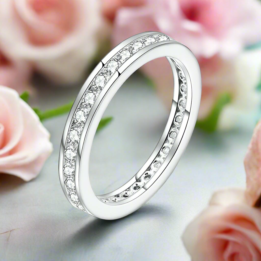 Round Diamond Channel Eternity Wedding Band-Evani Naomi Jewelry