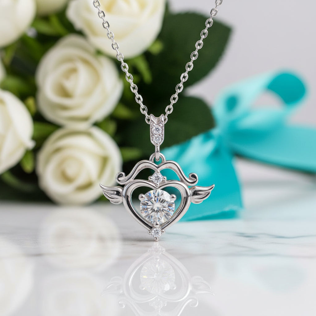 Round Diamond Cupid Pendant Necklace-Evani Jewelry
