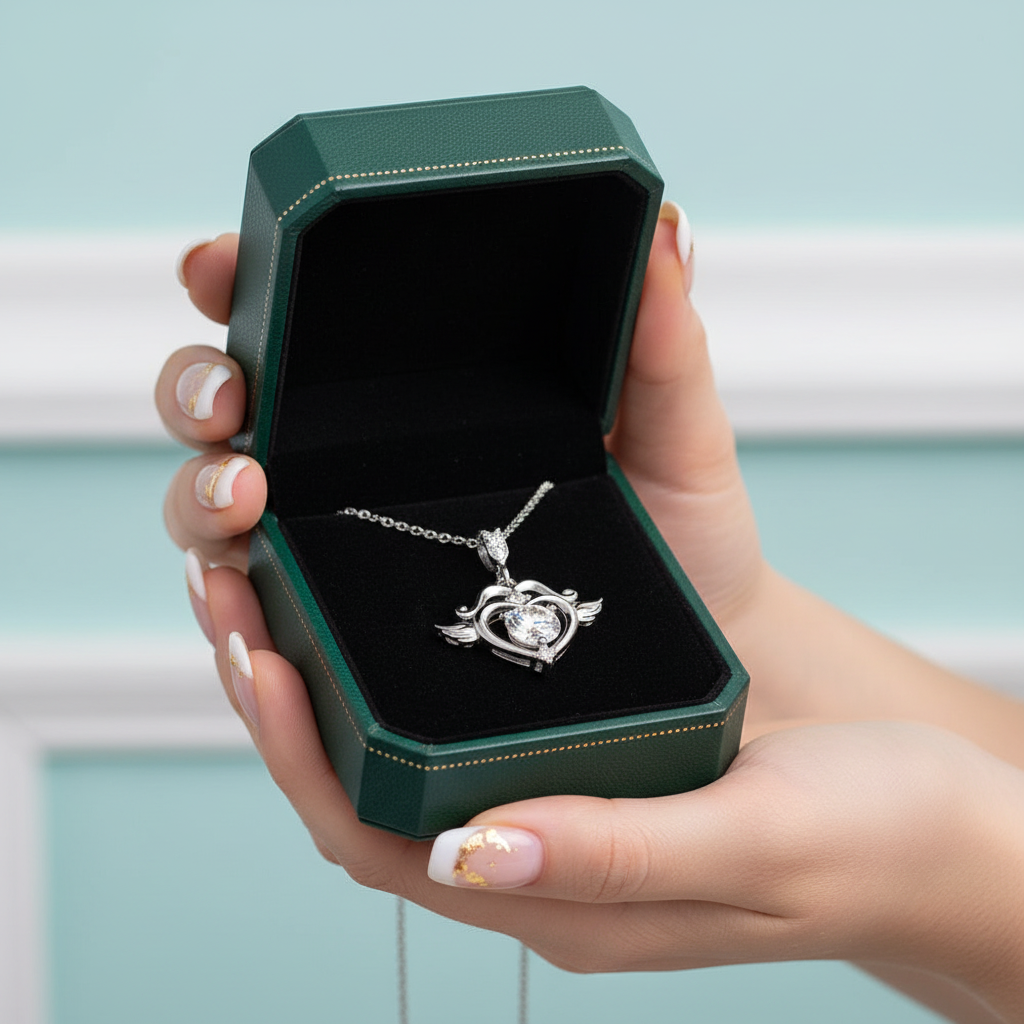 Round Diamond Option Cupid Pendant Necklace