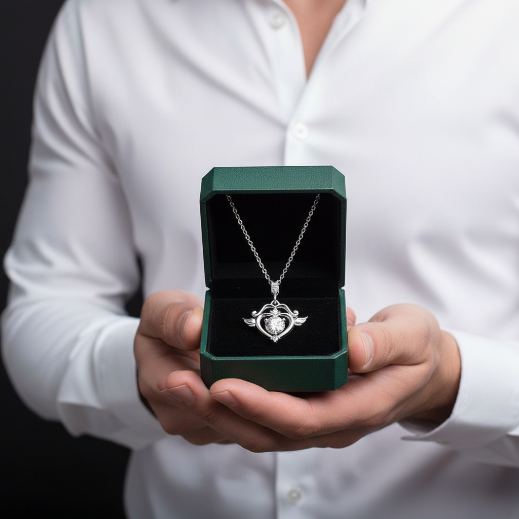 Round Diamond Option Cupid Pendant Necklace