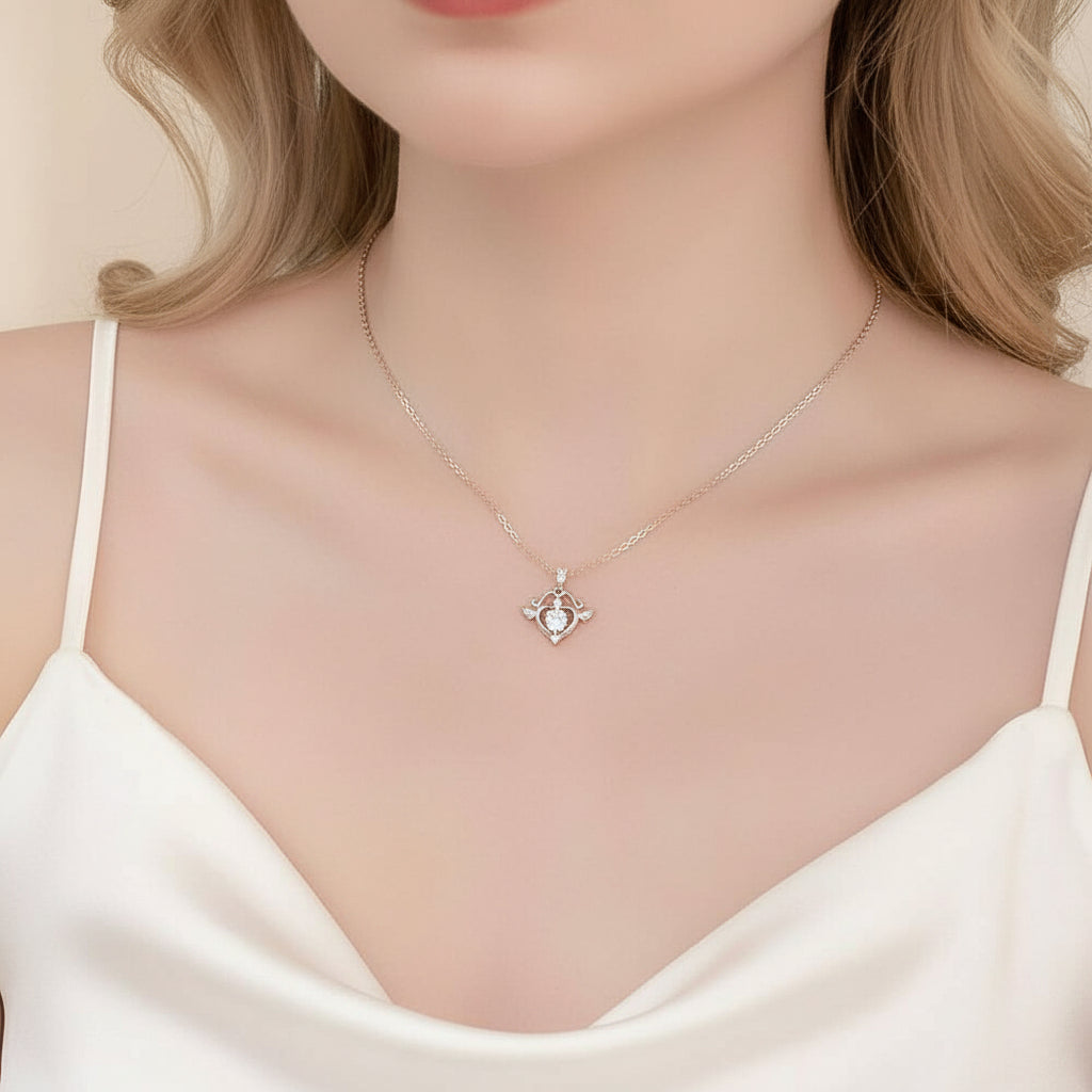 Round Diamond Cupid Pendant Necklace-Evani Jewelry