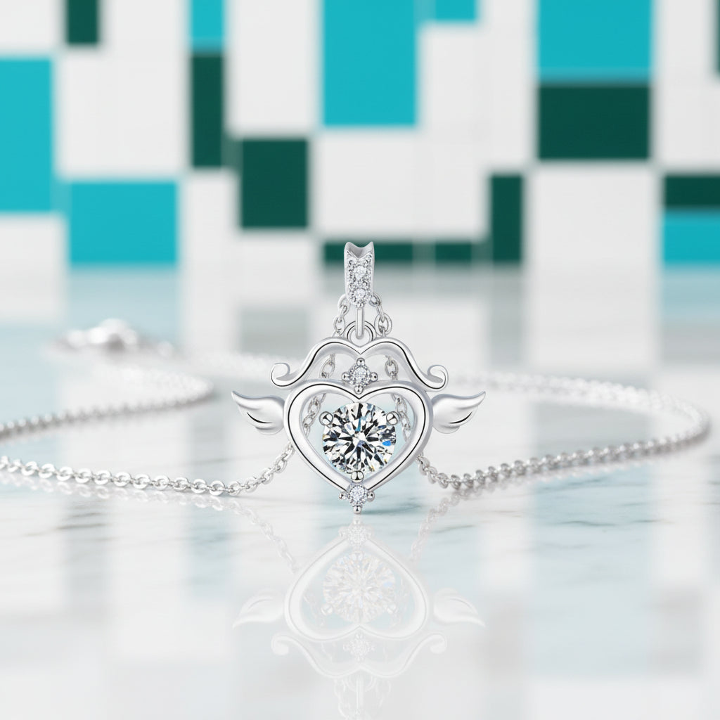 Round Diamond Cupid Pendant Necklace-Evani Jewelry