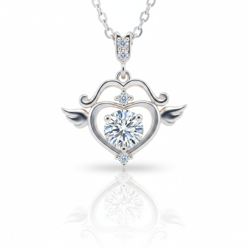 Round Diamond Cupid Pendant Necklace-Evani Jewelry