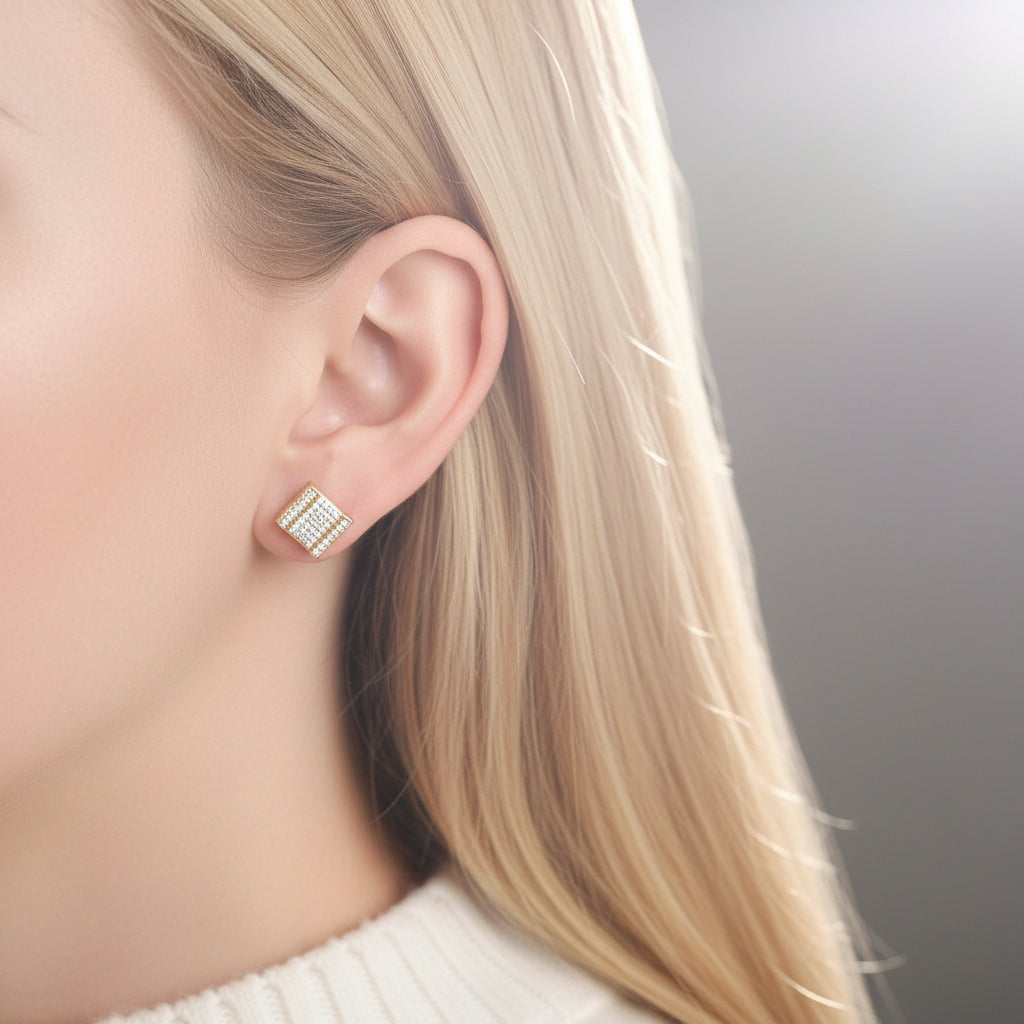 Round Diamond Iced out Stud Earrings-Evani Jewelry