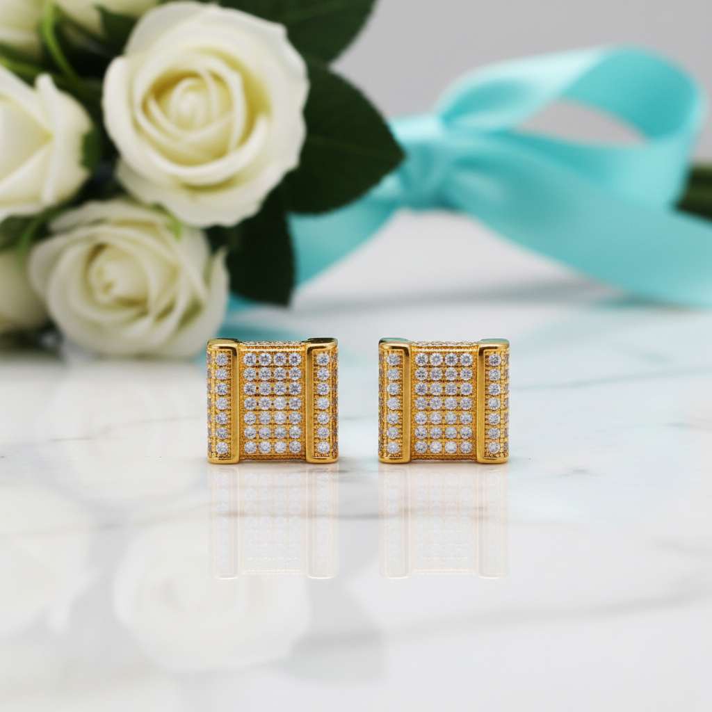 Round Diamond Option Iced out Stud Earrings