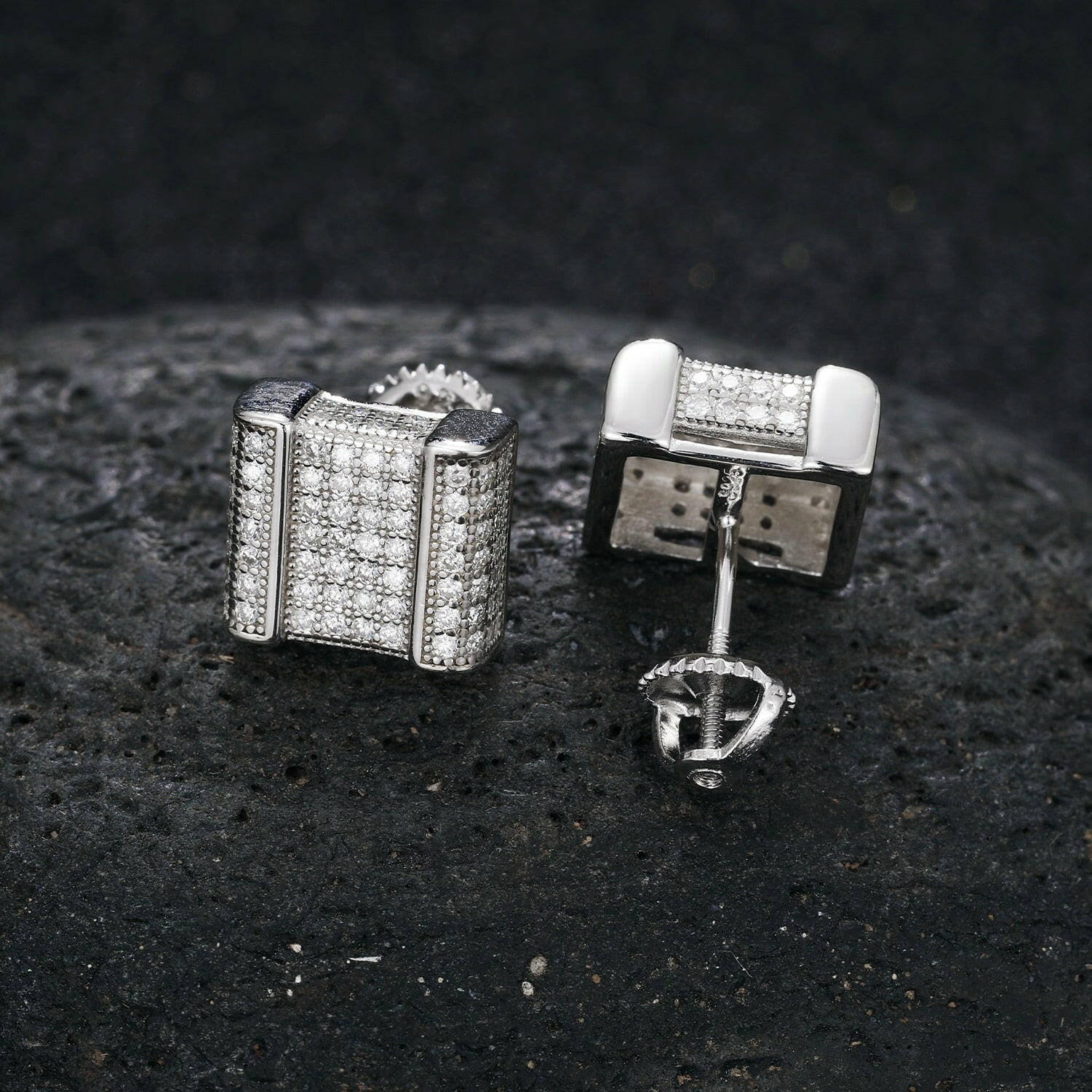 Round Diamond Iced out Stud Earrings-Evani Naomi Jewelry