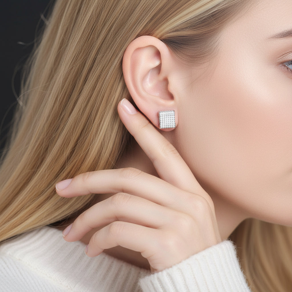 Round Diamond Iced out Stud Earrings-Evani Jewelry