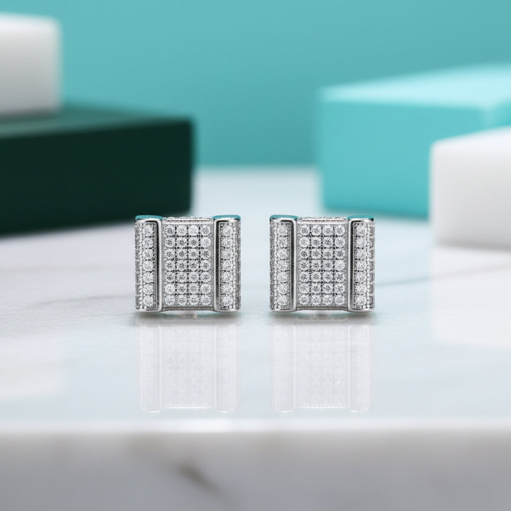 Round Diamond Iced out Stud Earrings-Evani Jewelry