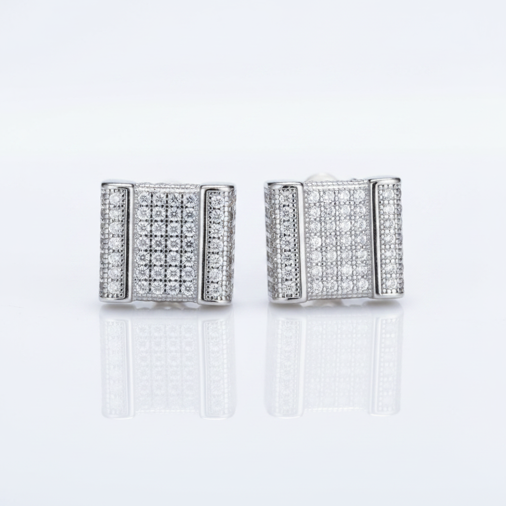 Round Diamond Option Iced out Stud Earrings
