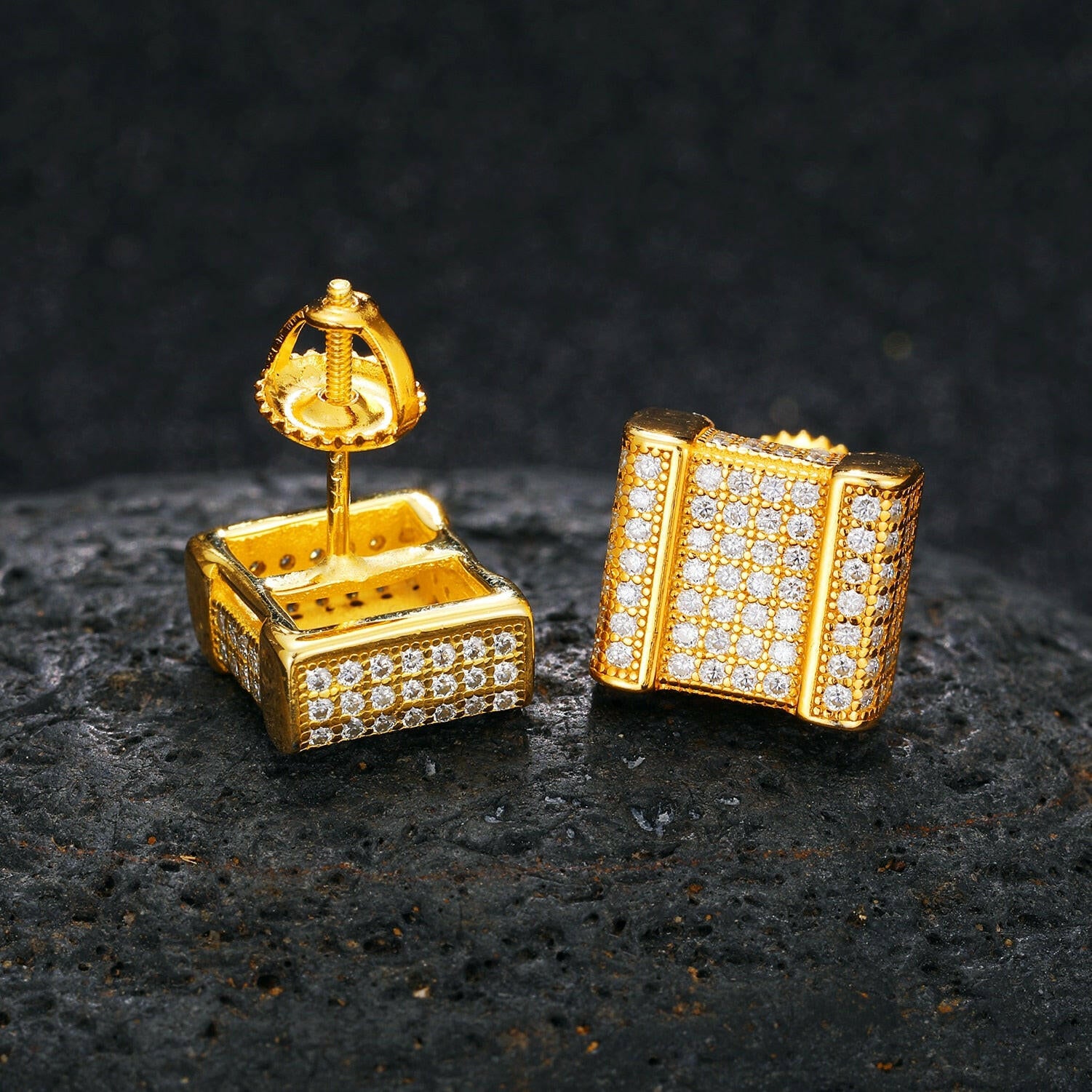 Round Diamond Iced out Stud Earrings-Evani Naomi Jewelry