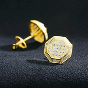 Round Diamond Octagon Shaped Stud Earrings-Evani Naomi Jewelry
