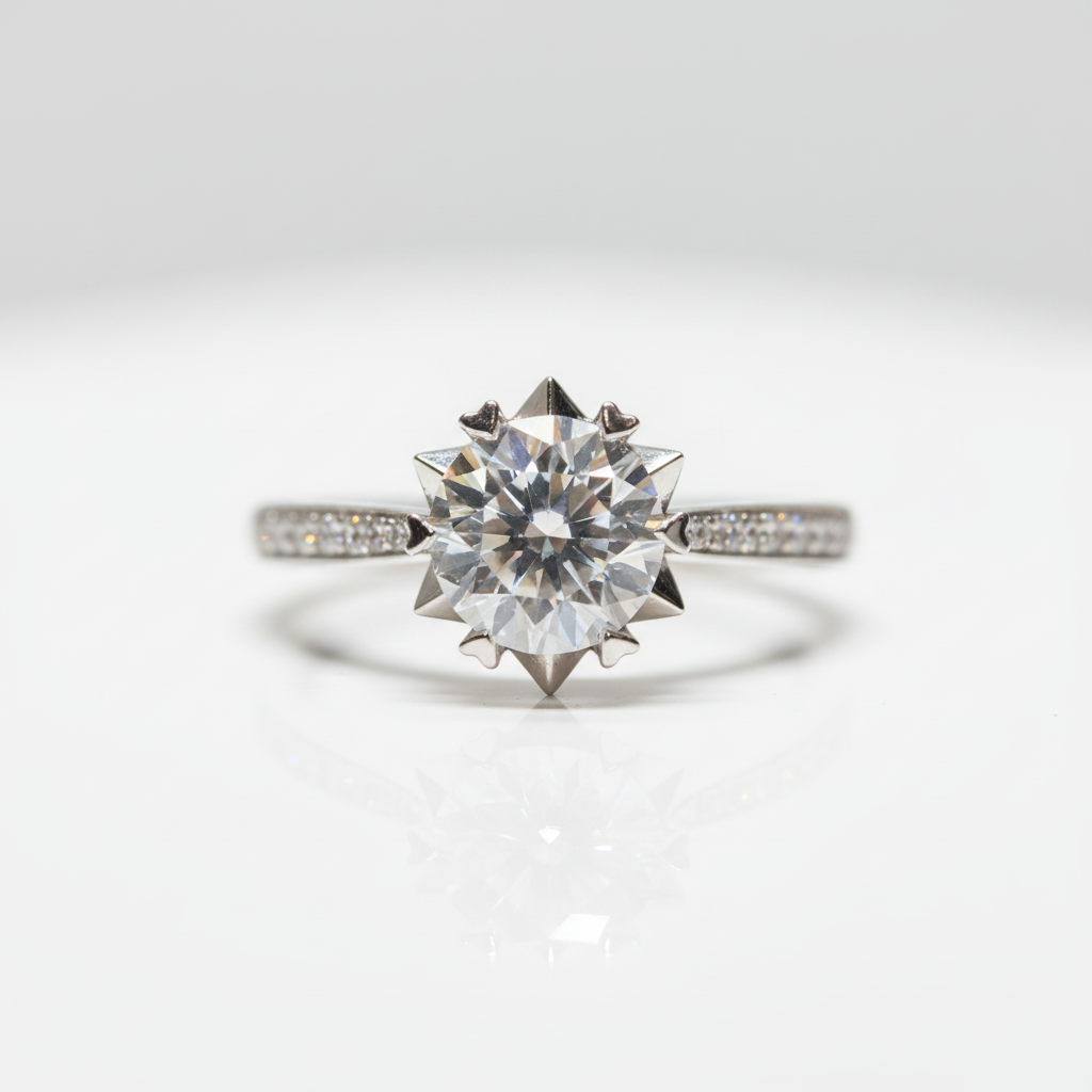 Round Diamond OptionSnowflake White Gold Engagement Ring