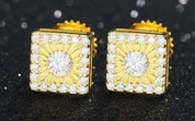 Round Diamond Square Shaped Stud Earrings-Evani Naomi Jewelry
