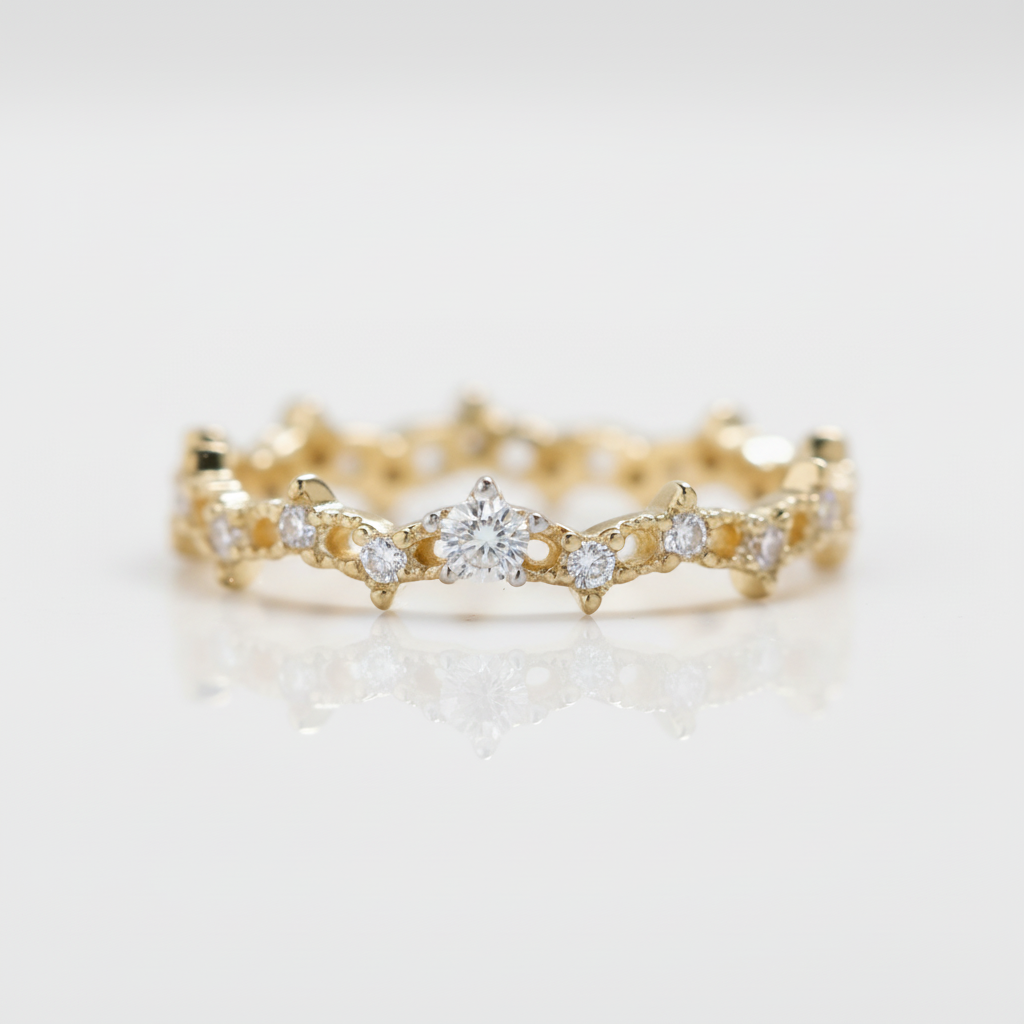 Round Diamond OptionStackable 14k Gold Wedding Band - Evani Naomi Jewelry