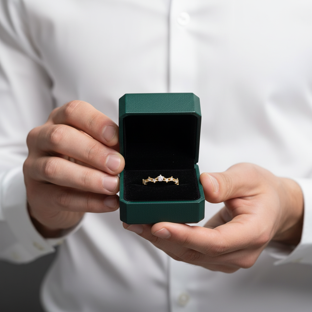 Round Diamond OptionStackable 14k Gold Wedding Band - Evani Naomi Jewelry