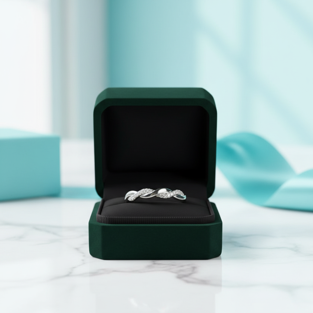 Round Diamond Option Stackable Twist Wedding Band - Evani Naomi Jewelry