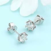 Round Diamond Stud Earrings with Snowflake-Evani Naomi Jewelry