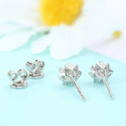 Round Diamond Stud Earrings with Snowflake-Evani Naomi Jewelry