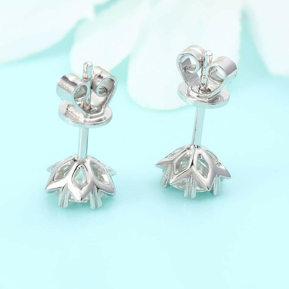 Round Diamond Stud Earrings with Snowflake-Evani Naomi Jewelry
