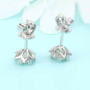 Round Diamond Stud Earrings with Snowflake-Evani Naomi Jewelry