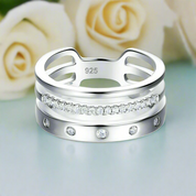 Round Diamond Three Layer Wedding Band-Evani Naomi Jewelry