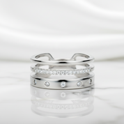 Round Diamond Option Three Layer Wedding Band - Evani Naomi Jewelry