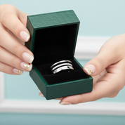 Round Diamond Option Three Layer Wedding Band - Evani Naomi Jewelry