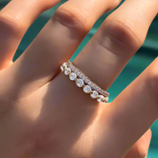 Round Diamonds Stackable Rose Gold Wedding Band Set-Evani Naomi Jewelry