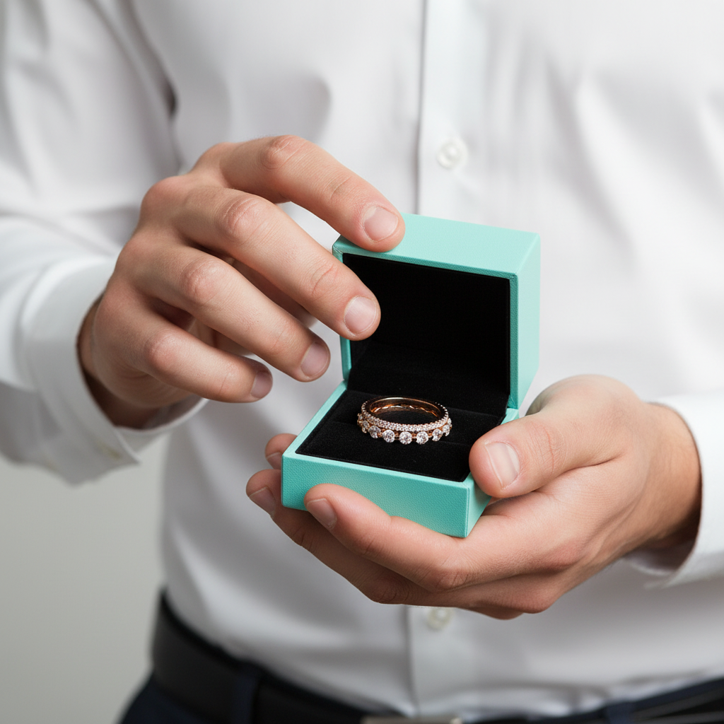 Round Stackable Rose Gold Wedding Band Set