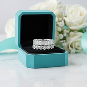 Round & Emerald Cut Diamond Wedding Band Set-Evani Jewelry