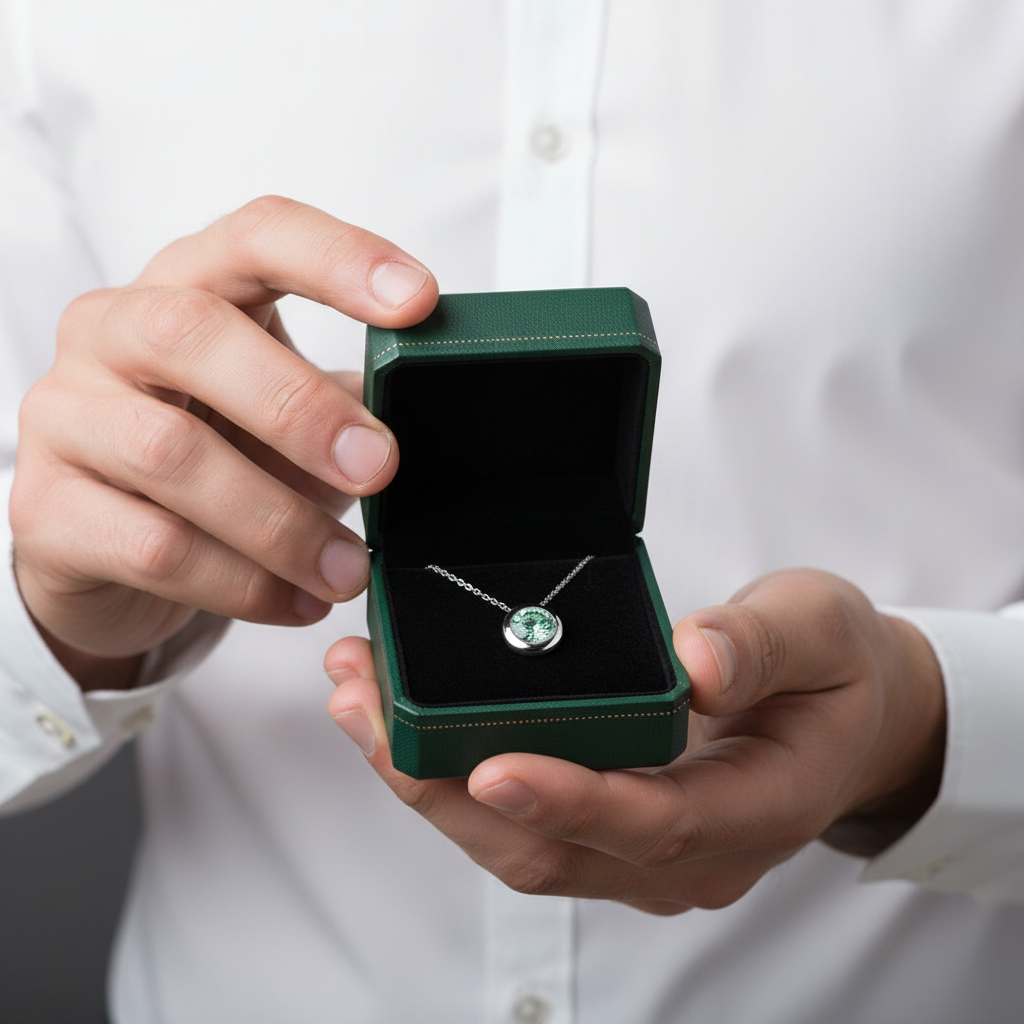 Round-cut 0.5 ct Green Diamond Option Solitaire Necklace