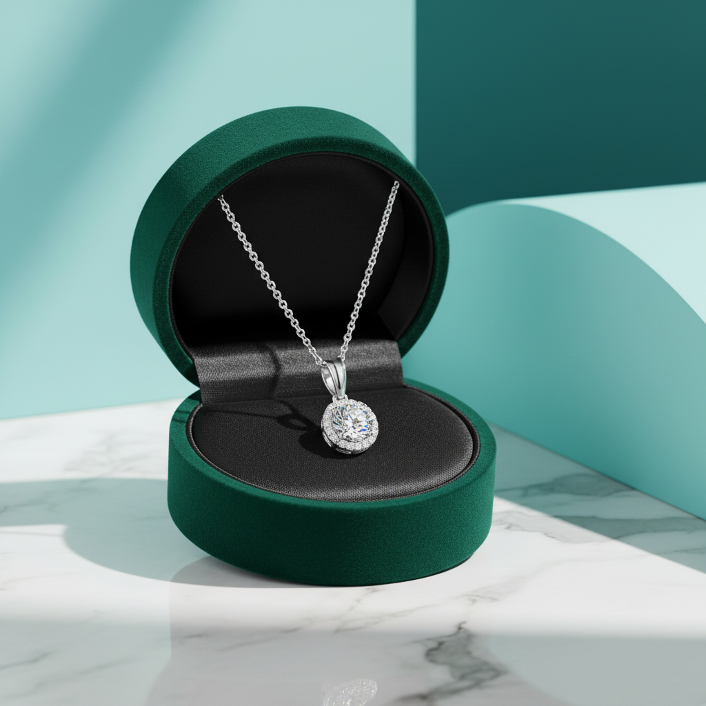 Round-cut 1.0 ct Diamond Option Halo Jewelry Set