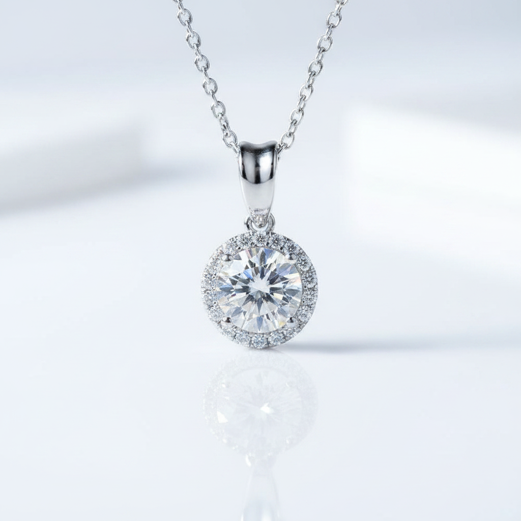 Round-cut 1.0 ct Diamond Option Halo Jewelry Set